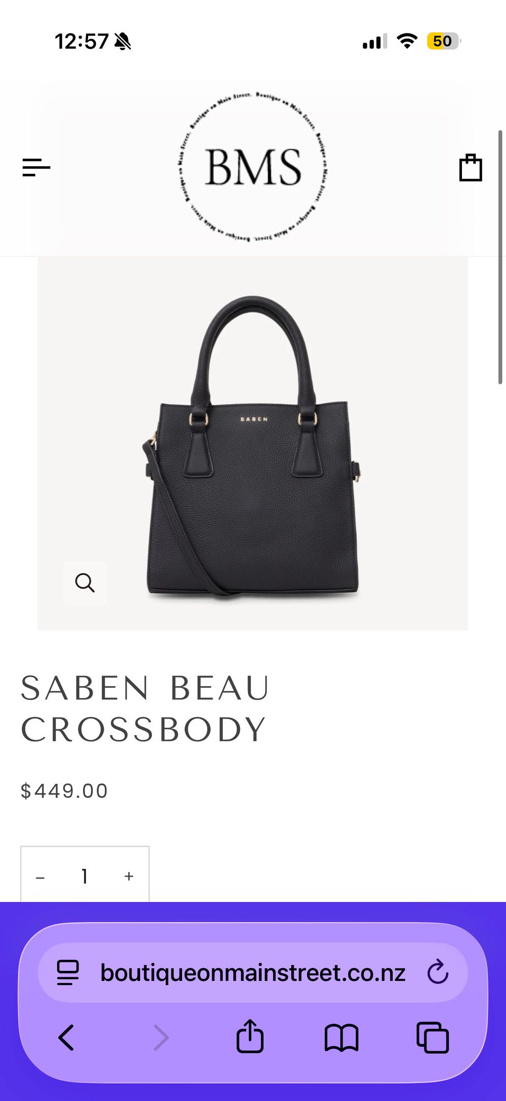 Saben Black Beau Crossbody Bag