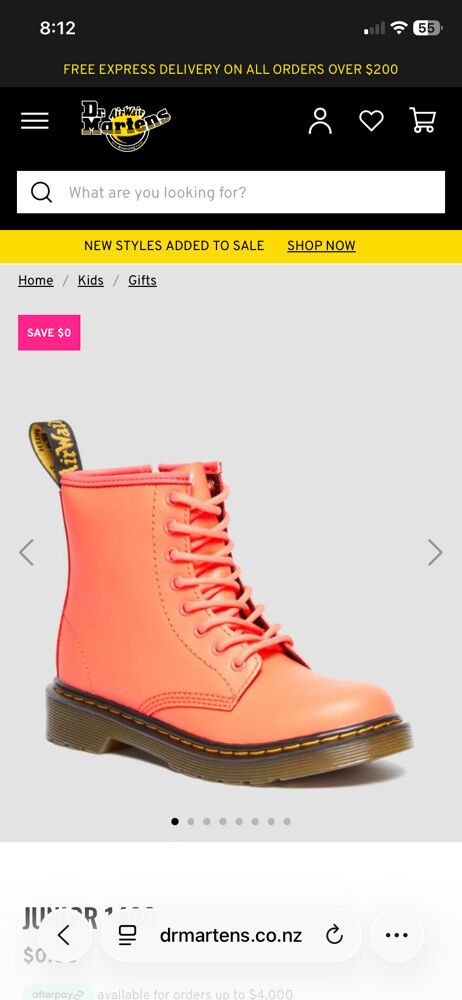 Dr. Martens Orange Leather Boots
