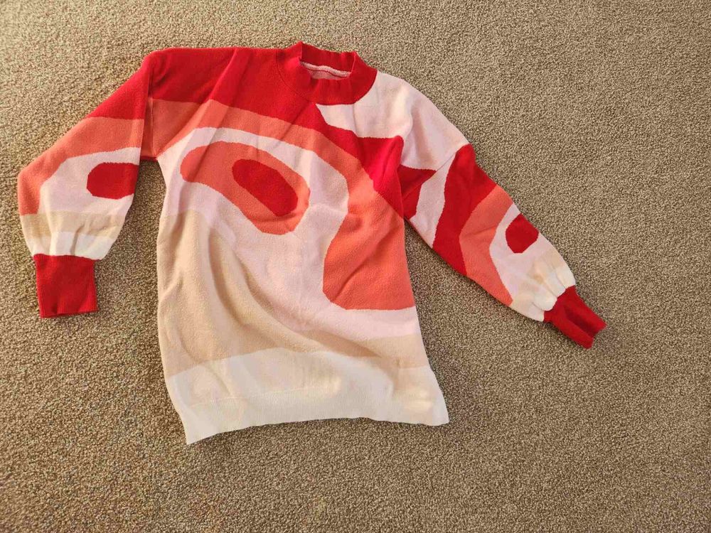 Red And Pink Abstract Knit Jumper