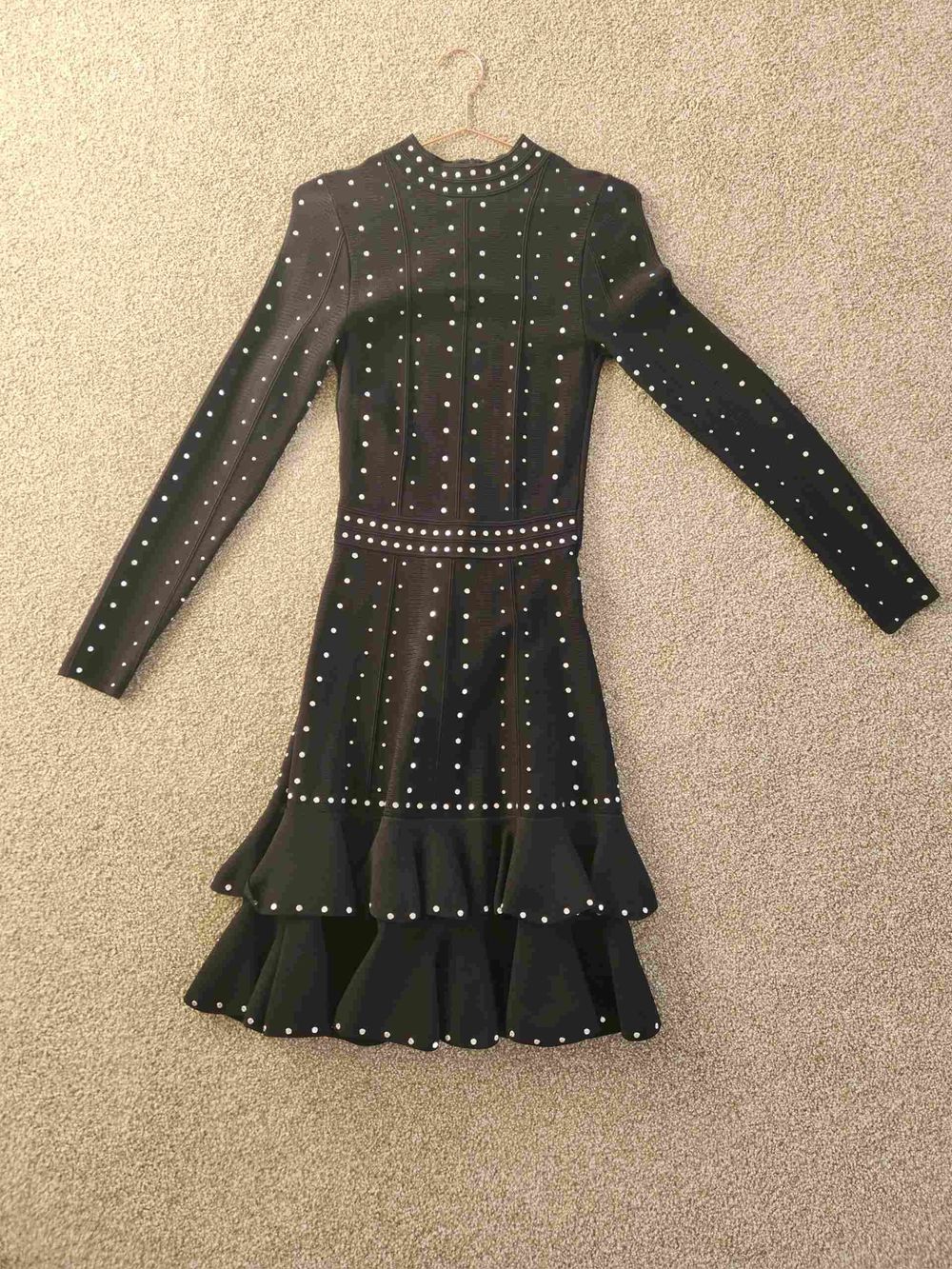 Black Studded Long Sleeve Dress