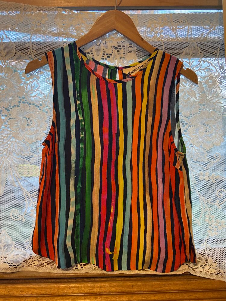 Gorman and Kindah Khalidy Size 8 Pop stripe Sleeveless Top Blouse Tank