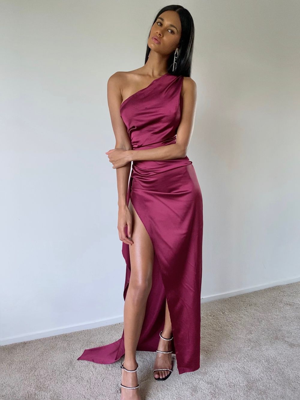 open lace back dress Fuchsia Pink Cotton & Silk Sleeveless Maxi Dress With Slit – SYLEND main image 0