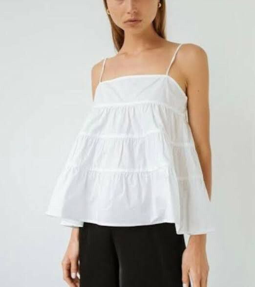 Marle White Tiered Camisole Top