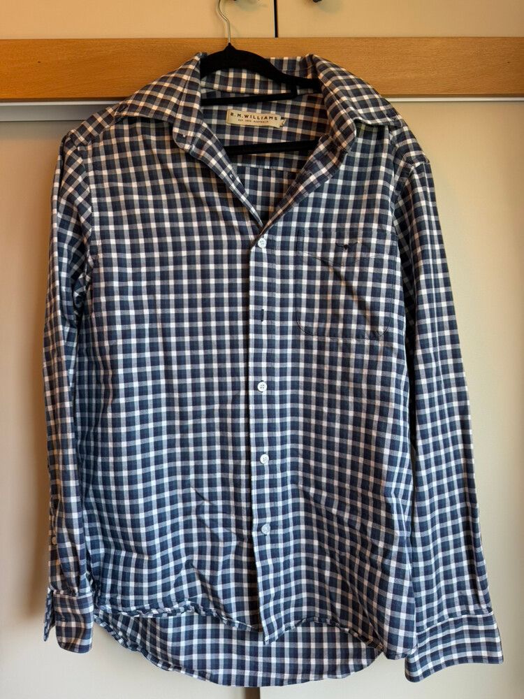 R.M. Williams Blue and White Check Shirt