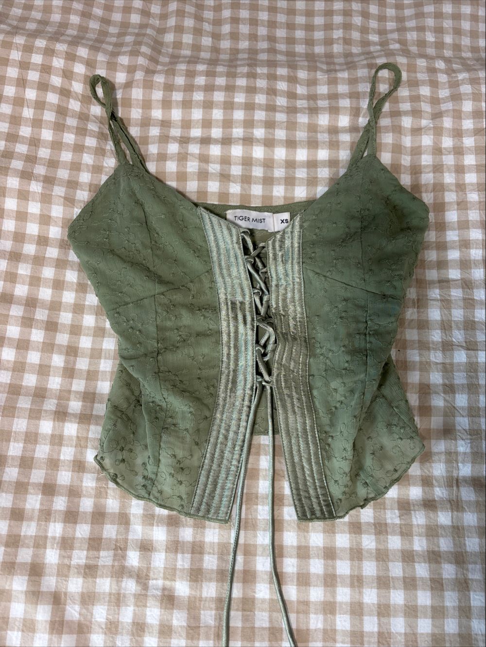Tiger Mist Green Corset Top