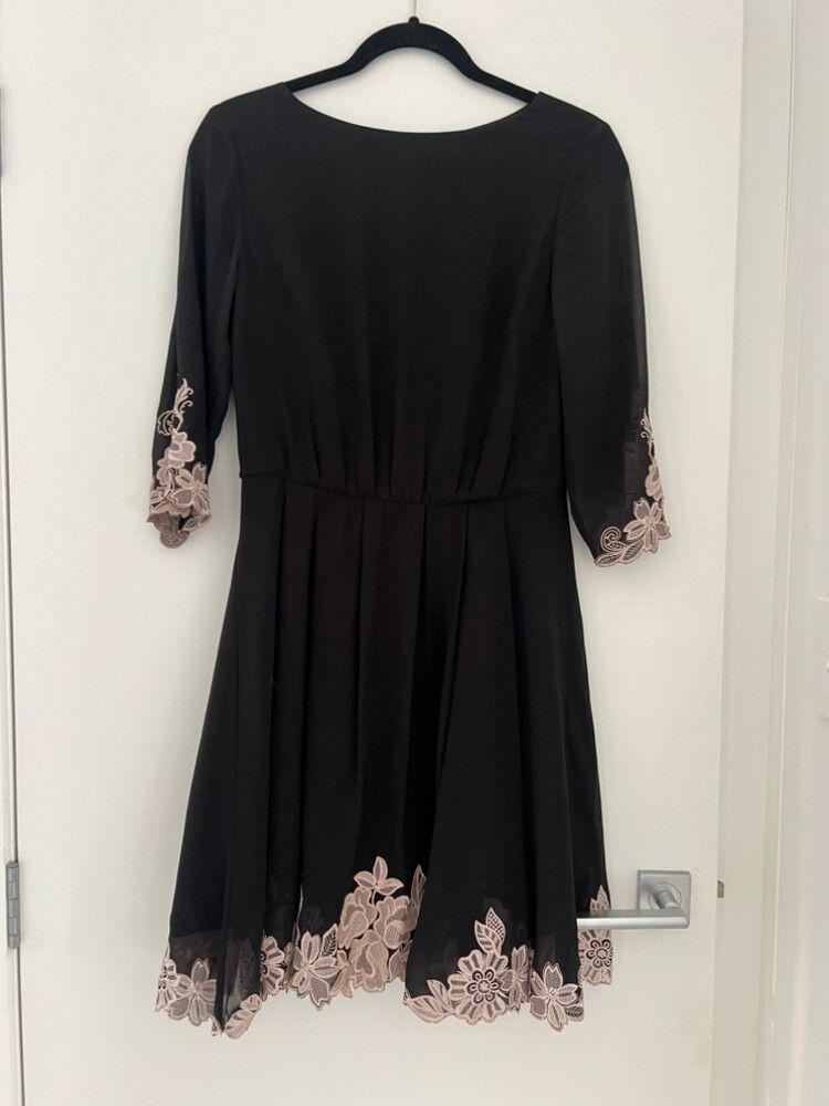 ted baker lace black dress Ted Baker London Nacii Structured Lace Cold-Shoulder Midi Dress