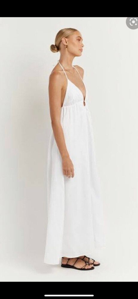loft halter maxi dress Mei High Split Halter Neck Maxi Dress in Ivory main image 1