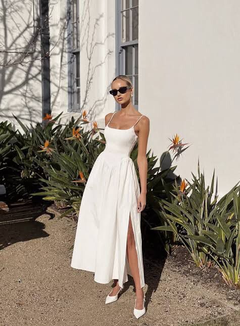 milano white cotton midi dress Stylish Summer Outfit: Milano Midi Dress