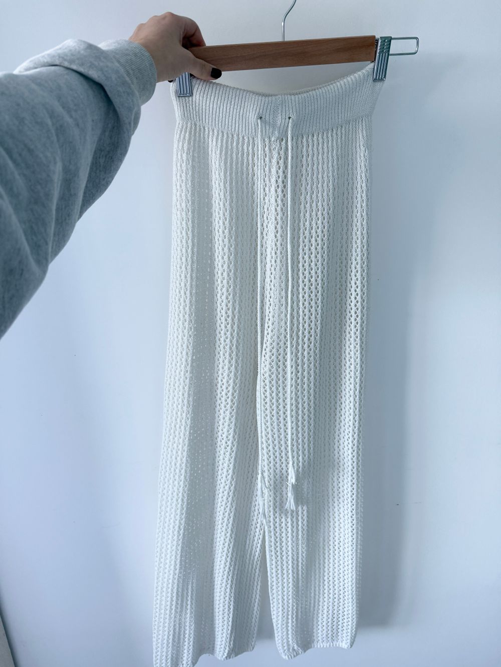 Mesh long white beach pants