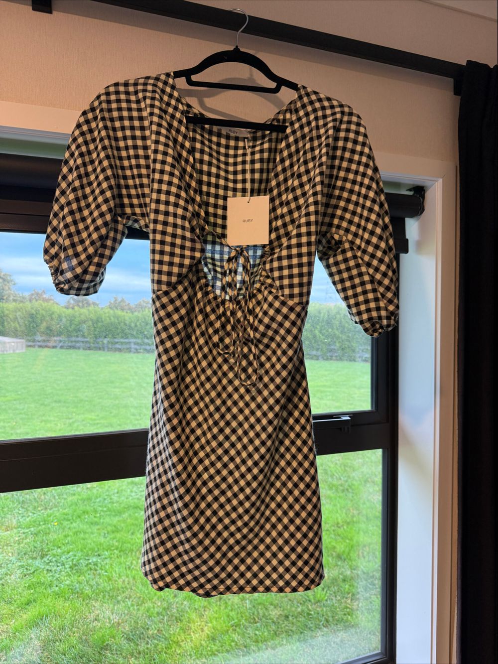 RUBY Black Butter Gingham Donovan Minidress