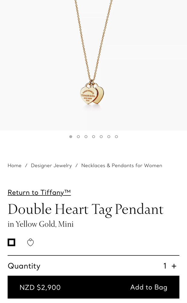 18k Gold Double Heart Tag Pendant