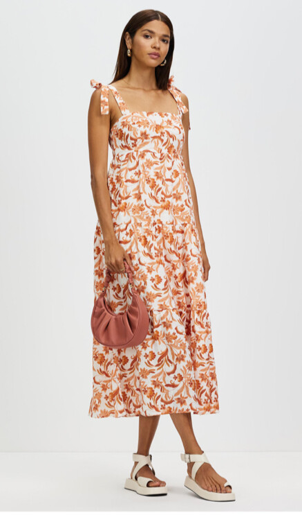 Aere - Aere Linen Tie Strap Tiered Dress on Designer Wardrobe