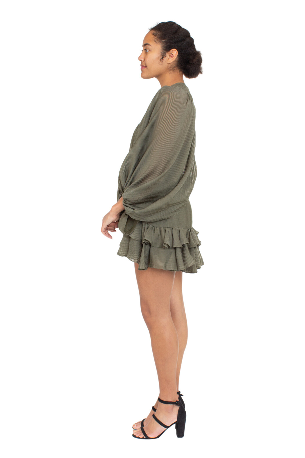 knee length dresses for ladies Shona Joy Charlotte Plunged Draped Mini Dress in Khaki  Coco & Lola