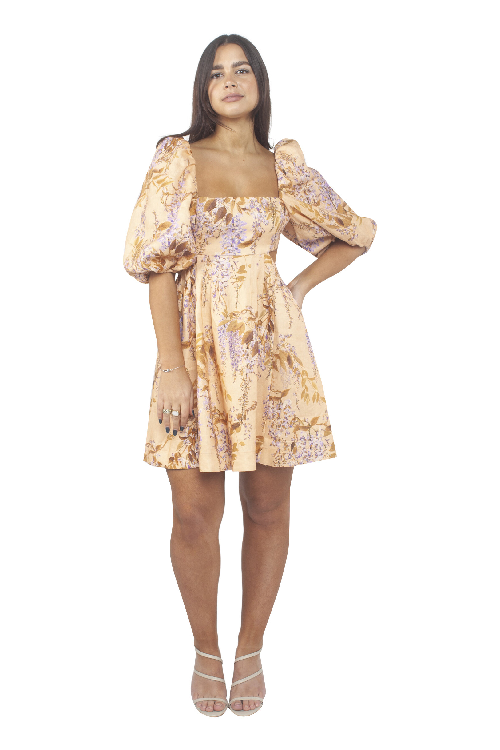 zimmermann rosa cut-out mini dress ZIMMERMANN Rosa Cut-Out Linen Mini Dress