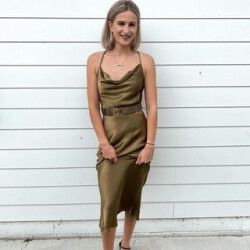 green emerald velvet dress Shona Joy - La Lune Flared Sleeve Side Split Midi Dress - Cream